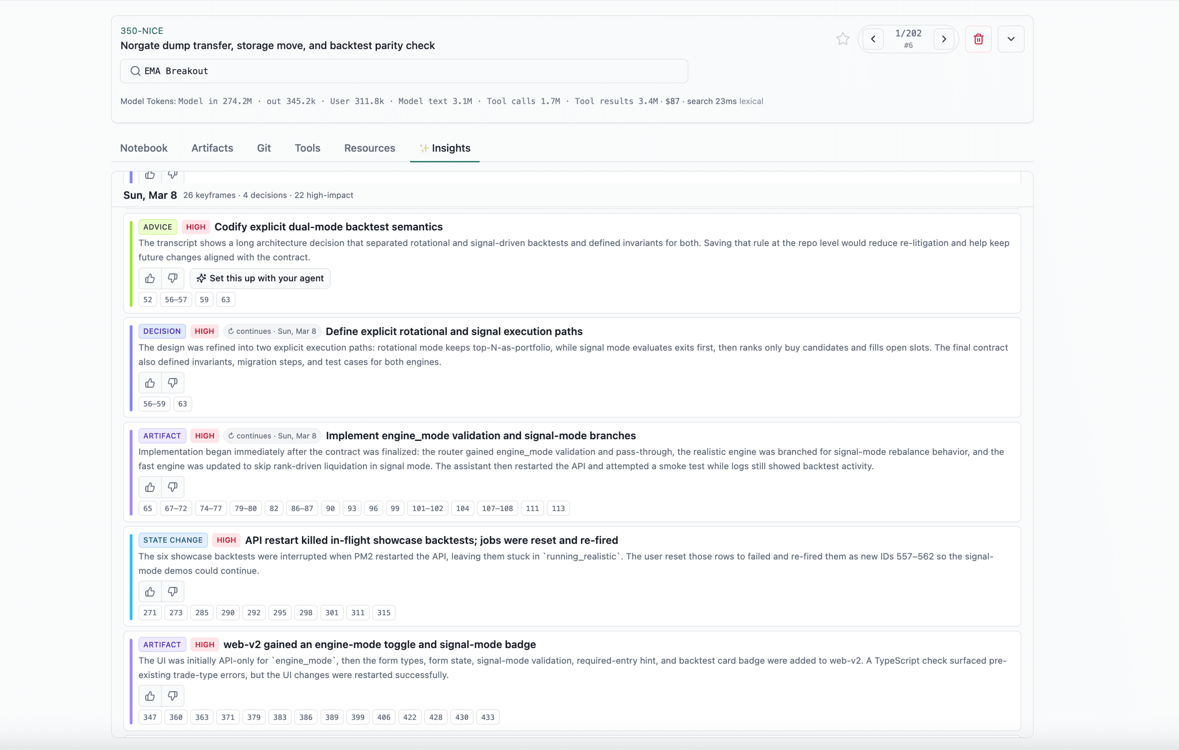 AgentPM home insights view showing decisions, risks, and advice.